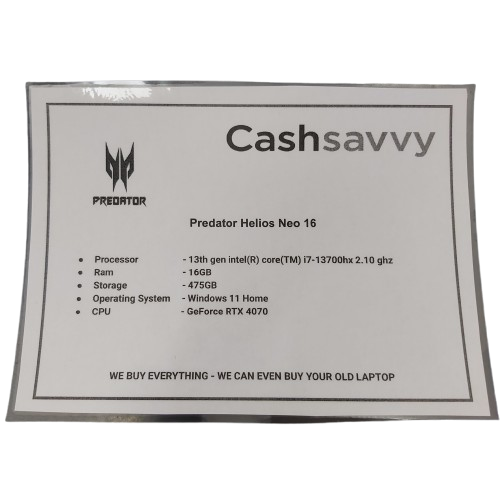 Predator Gaming Laptop PHN16-71 With Charger