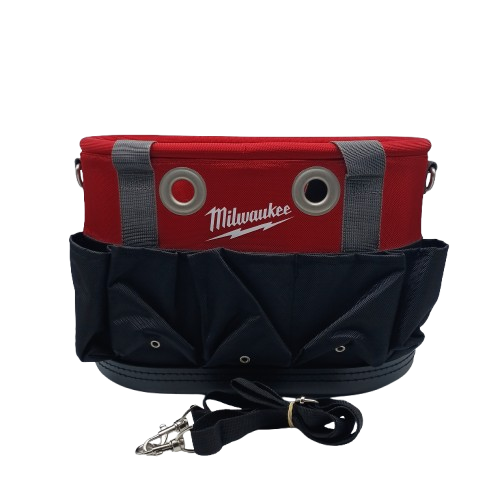 Milwaukee Oval Bucket Tool Bag Red With Shoulder Strap (1425161)