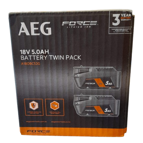 AEG 18V 5.0Ah Force Battery 2 Pack 5.0AH A18OBC52G (GE)