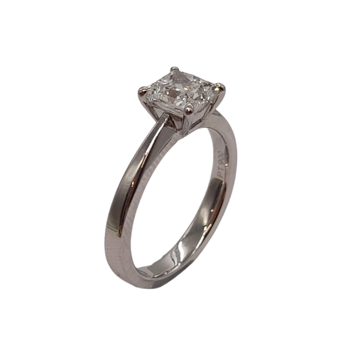 Ladies Platinum Single Stone Princess Cut 4 Claw Set Diamond Ring 1.00ct TDW J 5 With Valuation