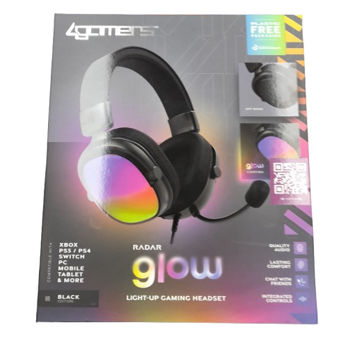 4 Gamers Radar Glow Wired Gaming Headphones Black (LN)