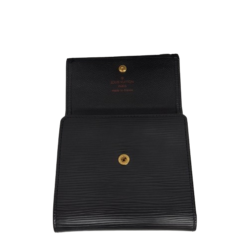 Louis Vuitton Elise Trifold Wallet Black Epi Leather with Certificate of Authenticity (MR)