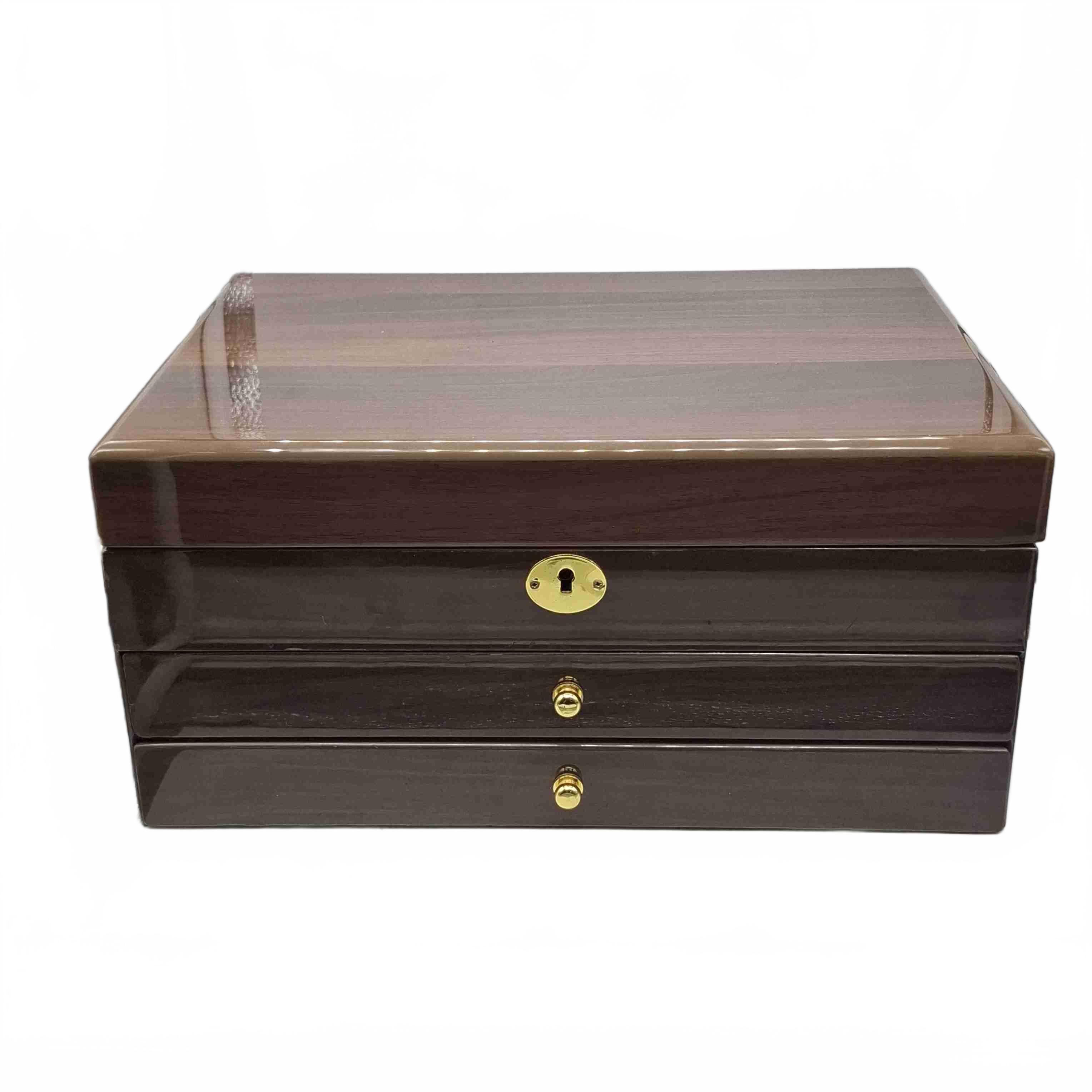 Harrowdene Jewellery Box Walnut 35cm 2-Drawer + Key (WR 1431918)