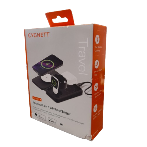 Cygnett MagTravel 15W 3-in-1 Wireless Charger – Black – (LN)