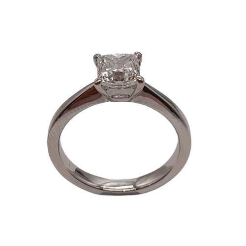 Ladies Platinum Single Stone Princess Cut 4 Claw Set Diamond Ring 1.00ct TDW J 5 With Valuation