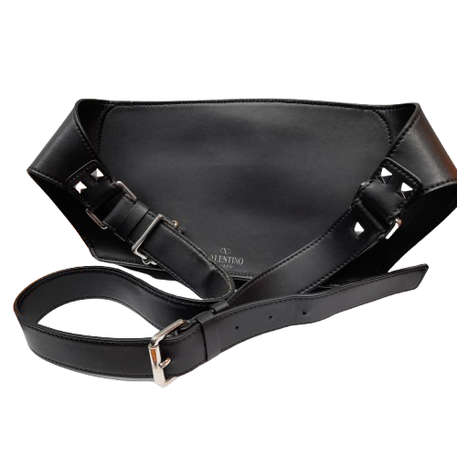 Valentino Garavani Black Leather Side Bag – VLTN Print (Authentic) ** Second Hand In Good Condition ** (1391478 MR)