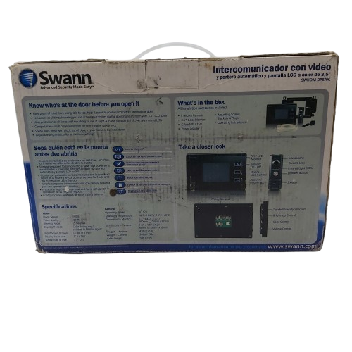Swann Advanced Series Doorphone Video Intercom With 3.5″ LCD Monitor, SWHOM-DP870C, Black, Acceptable Condition, With Box, AC Adaptor, Cables, Mounting Screws, Manual (CP 1352582)