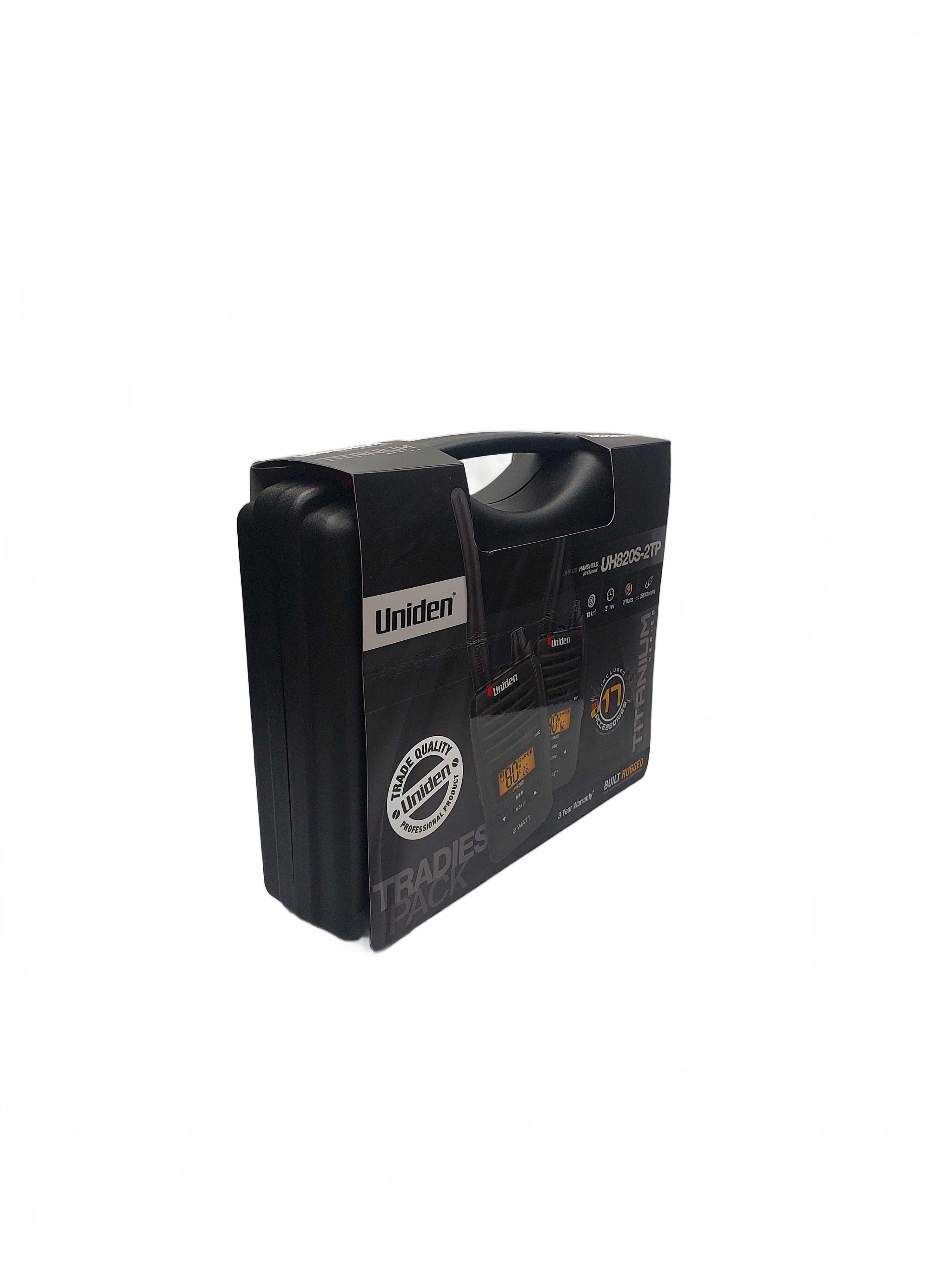 Uniden UH820S-ZTP 2W 80C UHF Handheld Radio Tradies Pack Black (GB1427799)