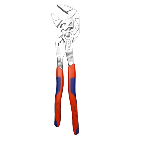 Knipex Plier Wrench, 250 mm Overall, Angled, Bent, Flat, Straight Tip, 52mm Jaw In Box