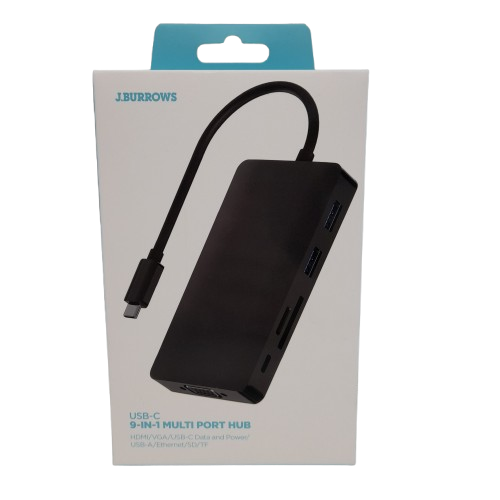 J.Burrows USB-C to 9-in-1 Multi Port Hub Like New (JN)