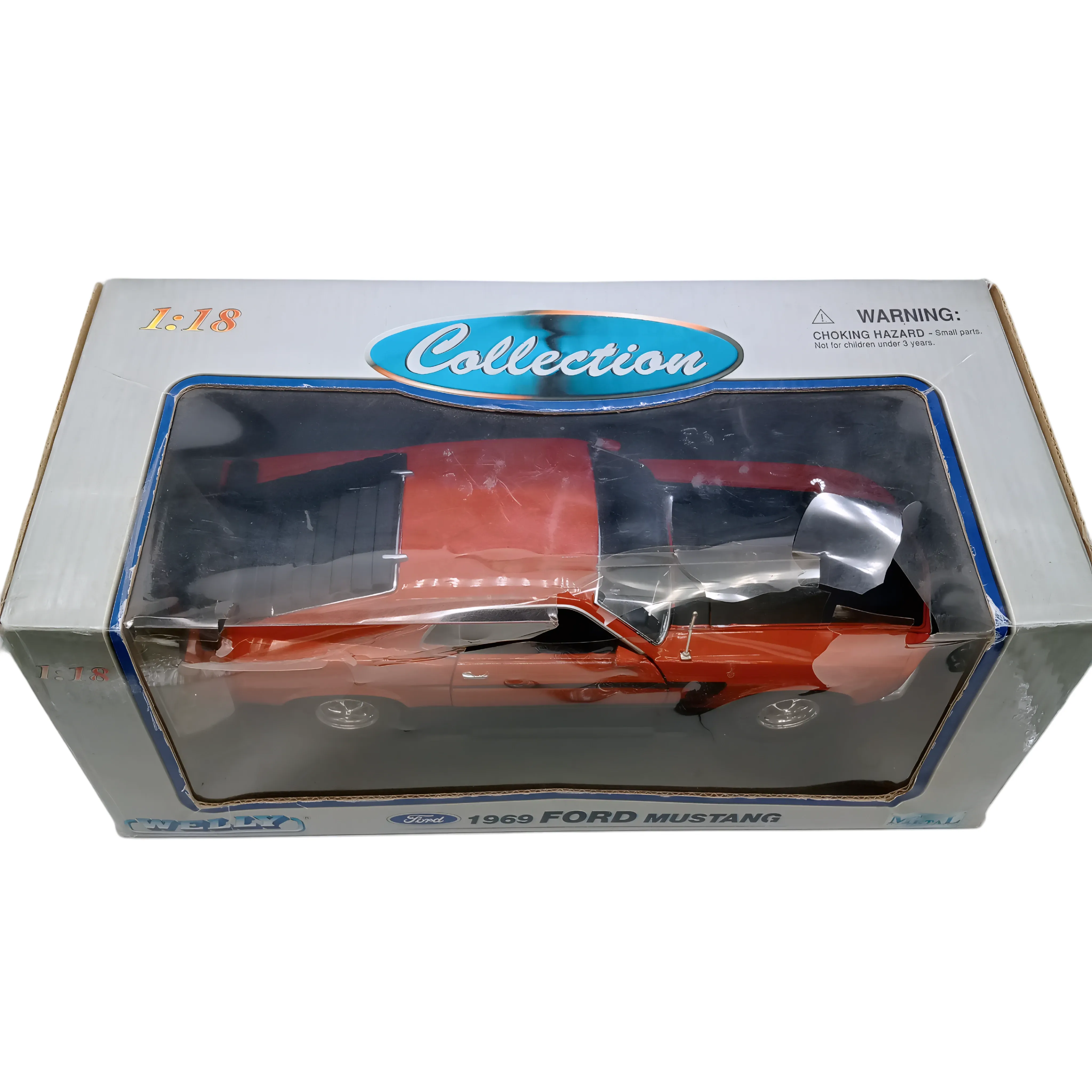 Welly 1969 Ford Mustang Die-Cast Model Car – Orange/Black  (WR 1346722)