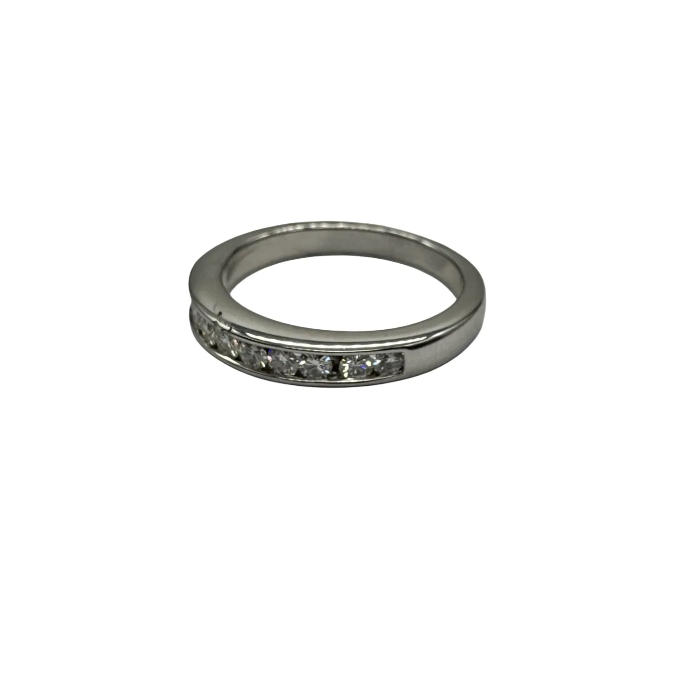 Ladies 18ct White Gold 10 Stone Synthetic Moissanite Ring K 1/2 5 1/2 With Valuation (WR 1306864)