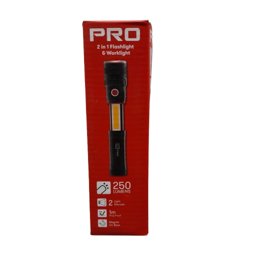 RS PRO LED Torch Black 250 lm, 167 mm Like New In Box ( Batteries Included )