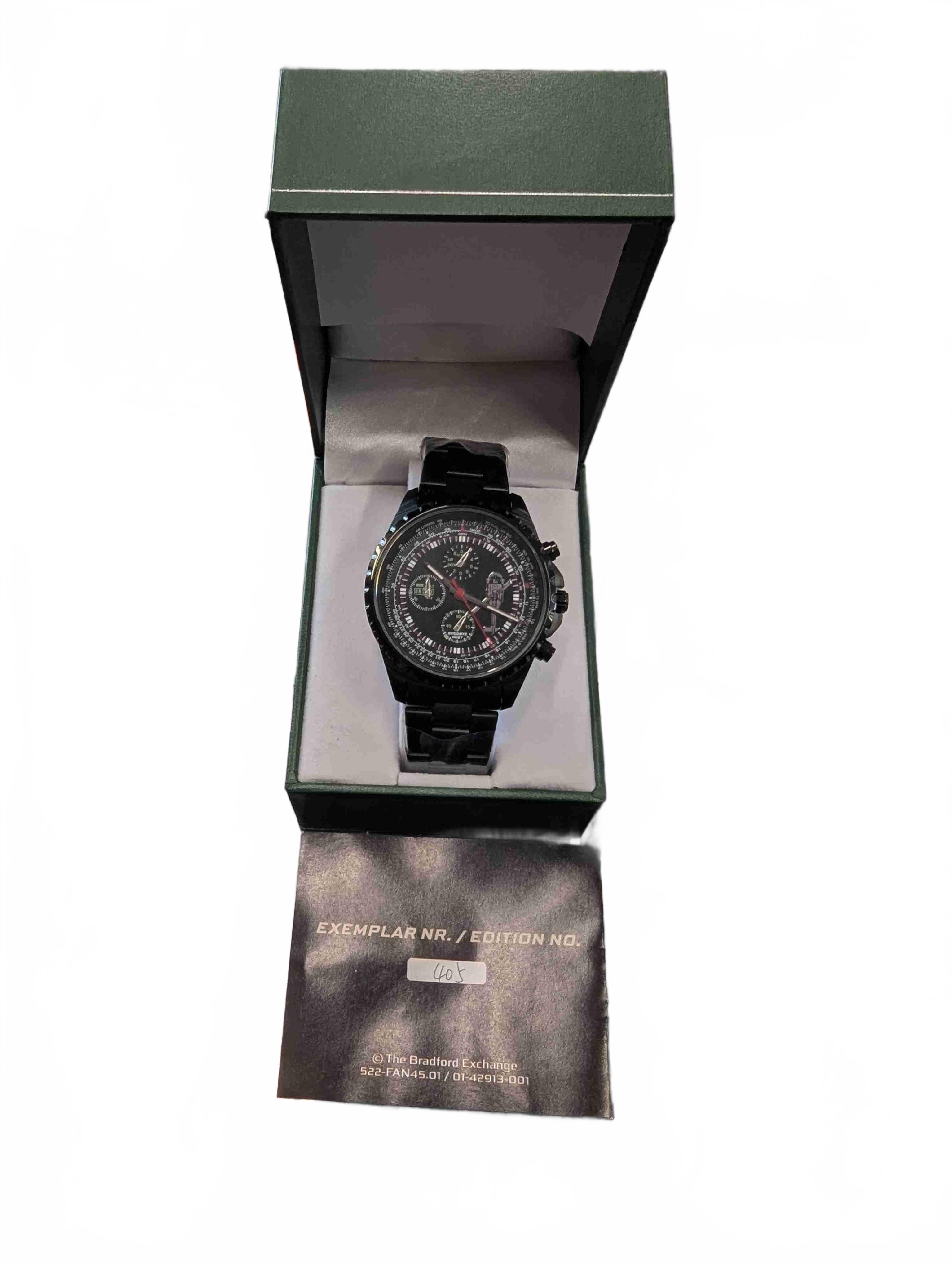 Men’s Bradford Exchange Goodbye Huey Black Stainless Steel Watch, Excellent LIKE NEW USED Condition, With Box + COA (GE 1437571)