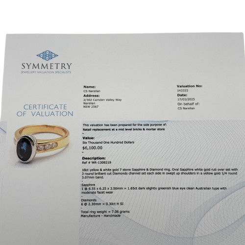 Ladies 18ct Yellow Gold Sapphire & Diamond Ring 1.95ct TSW With Valuation N 6 3/4 With Valuation (WR 1308219)