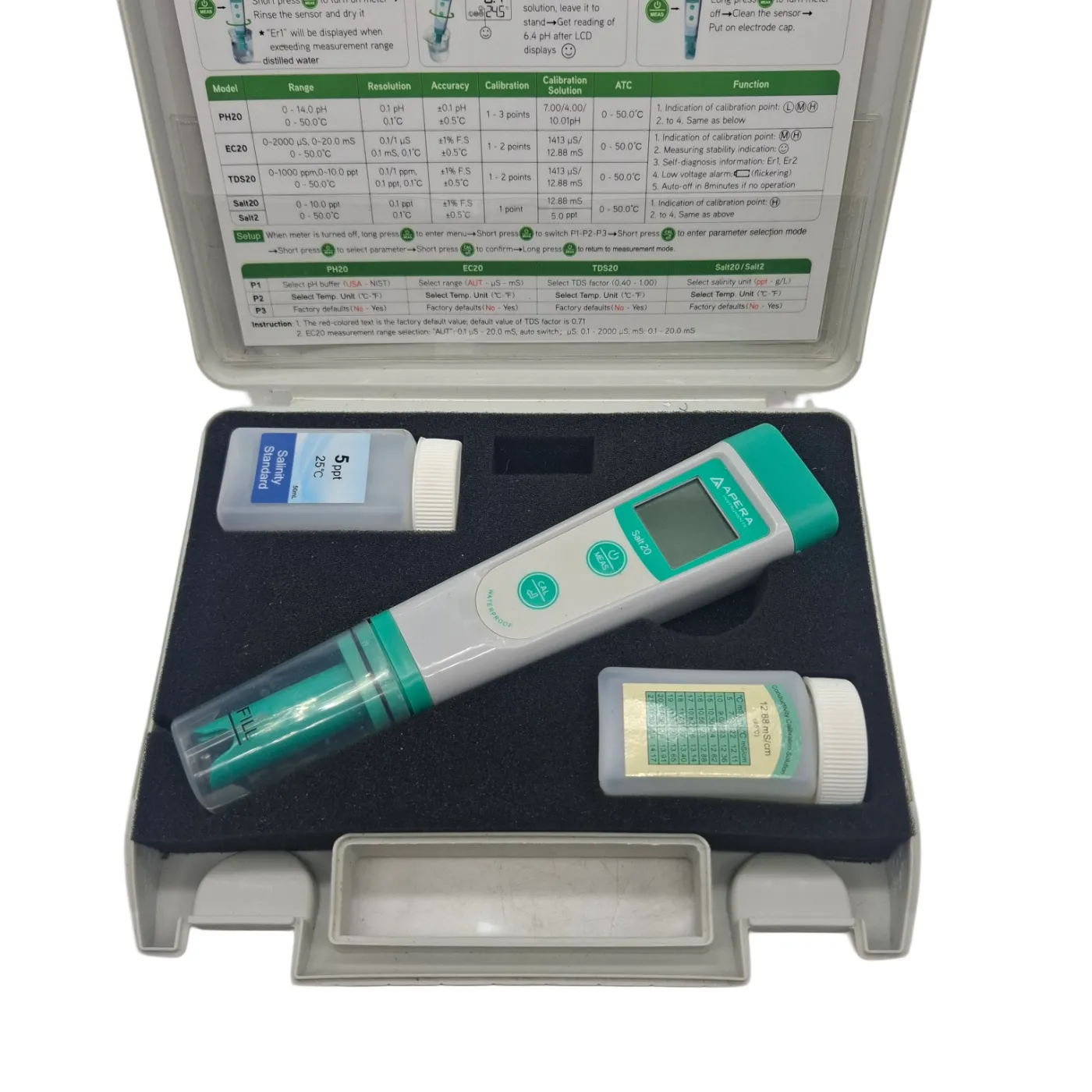 Apera Pool Testing Kit Salt 20 In Case + Manual and Swab (WR)