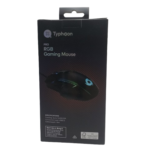 Typhoon Pro RGB Gaming Mouse TYMSV90 Black, Factory Sealed (CP)
