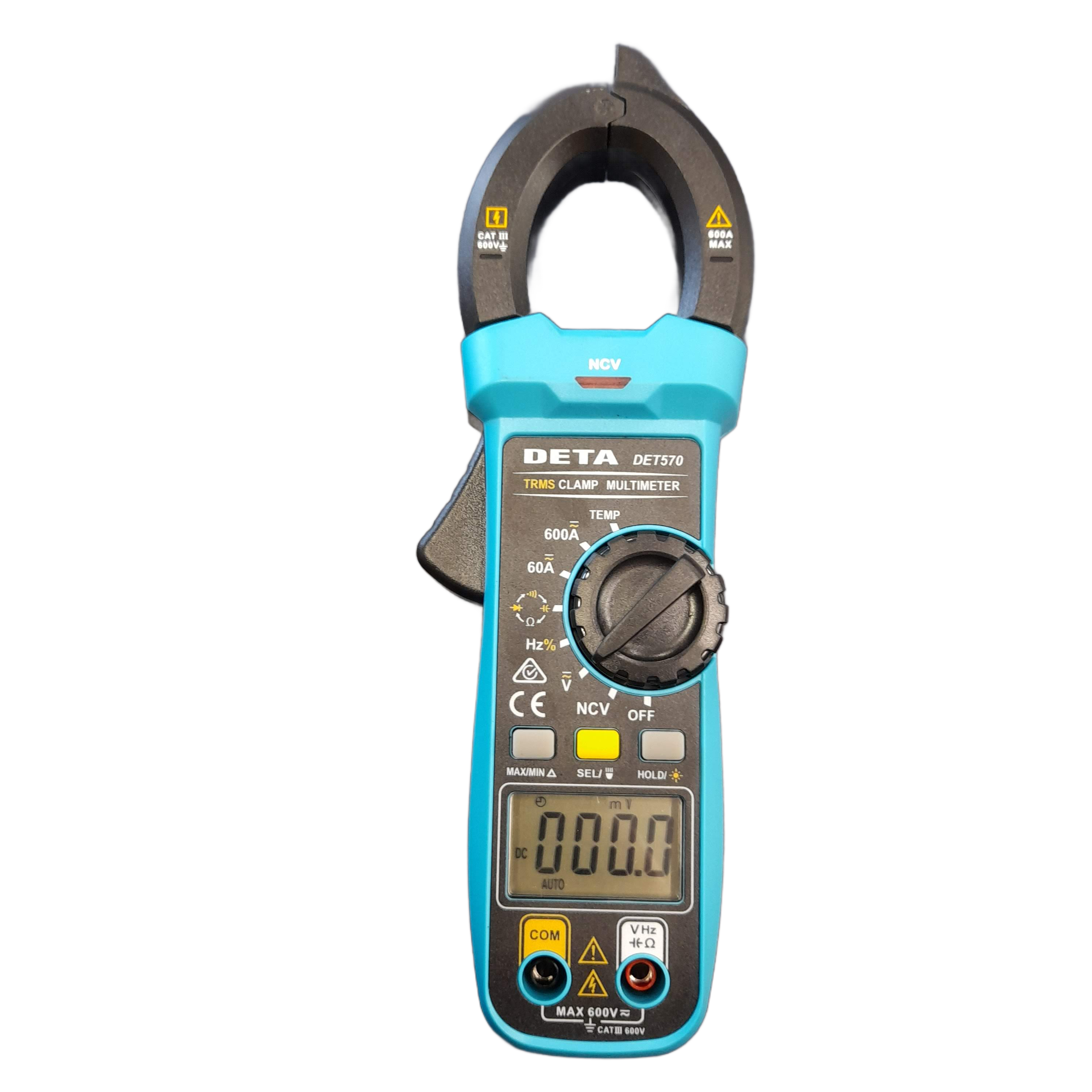 DETA Clamp Meter DET570, Blue, Excellent USED Condition, With Test Leads + K-Type Thermocouple (GE 1406126)