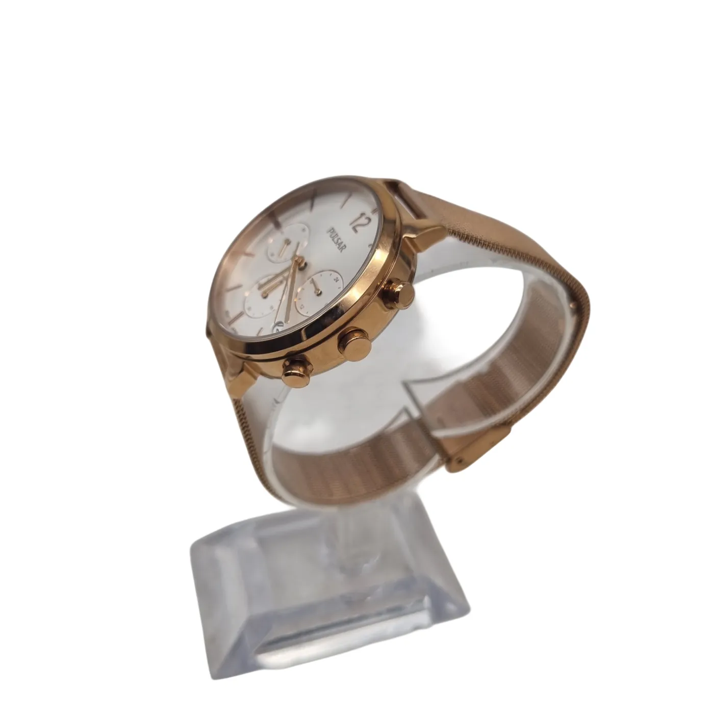Pulsar VD53-X308 Ladies Gold Watch with Steel Band and Box (WR1401290)