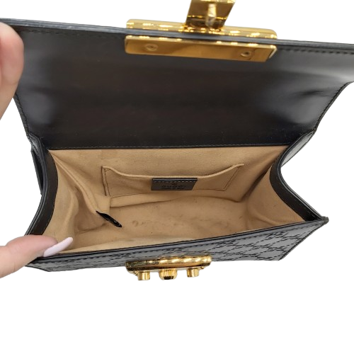 Ladies Black Gucci Small Padlock Crossbody Handbag With Keys And Authenticity Certificate – Good Condition (CP-1358770)