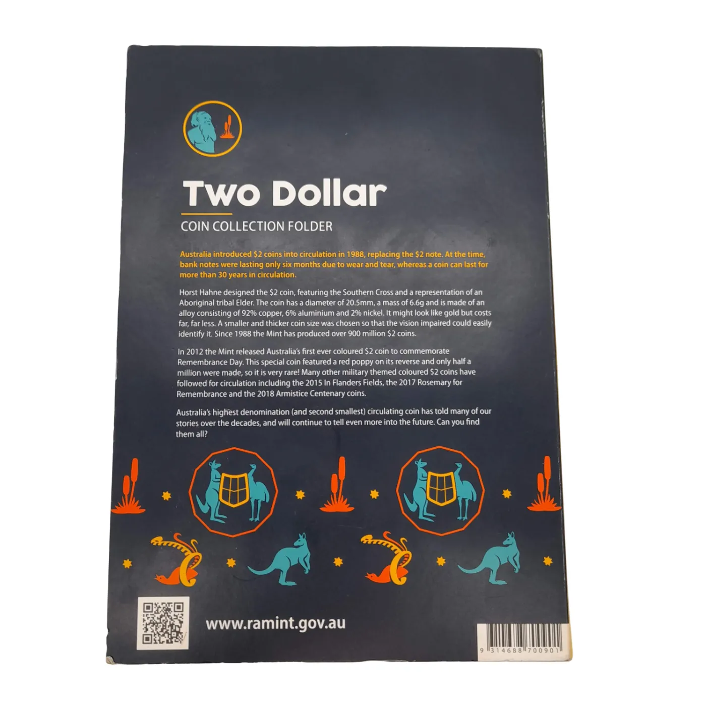 Royal Australian Mint $2 Coin Collection Folder with 23 Coins Missing Red Poppy 2012-2022 (WL 1355043)