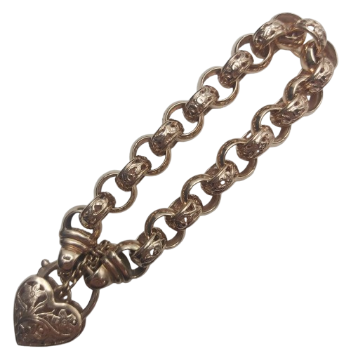 Ladies 9ct Rose Gold Filigree Belcher Bracelet – 19.5cm Length, 1.0cm Wide, 42.1g