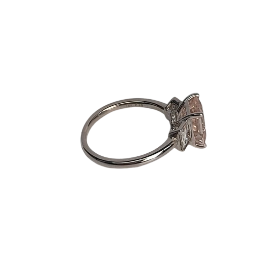 Ladies 18ct White Gold Cast Morganite And Diamond Dress Ring (LN)