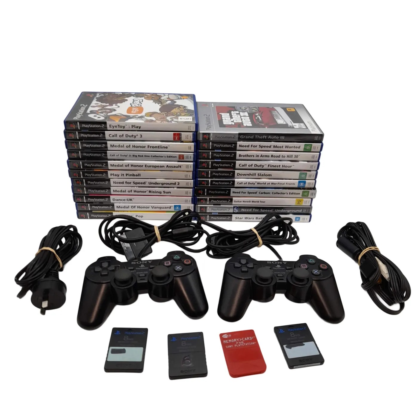 Sony Playstation 2 Bundle SCPH-39002 + 2 Controllers + 21 Games + 4 Memory Cards  (WL 1418545)