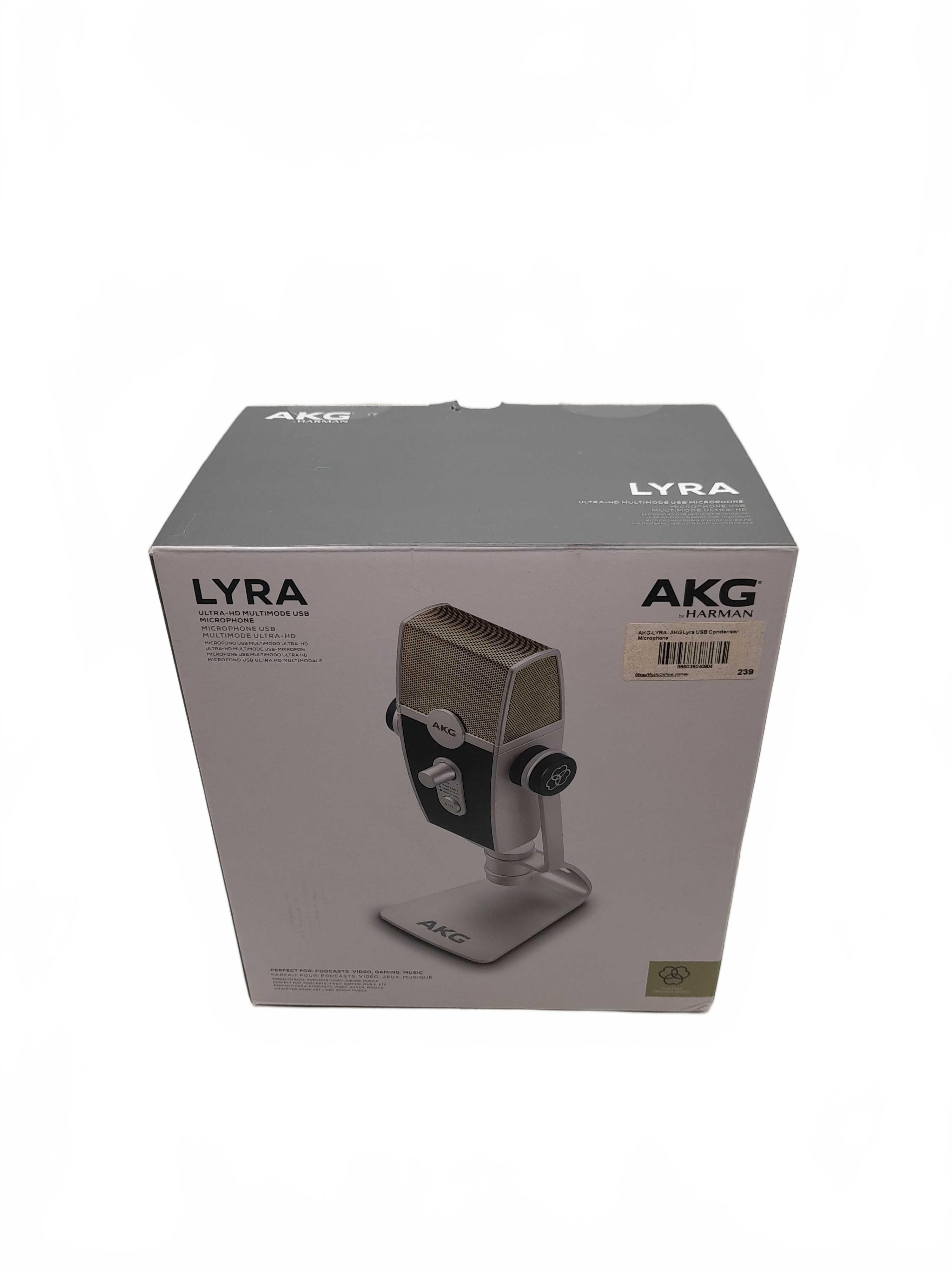 Akg By Harman Lyra Microphone Ultra-HD Multimode USB Silver Grey As New In Box (WL1434571)