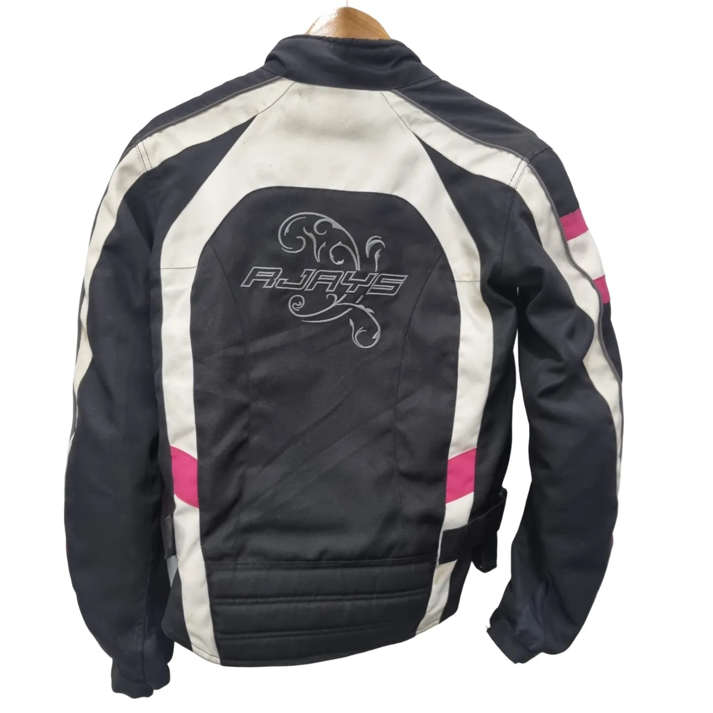 Womens Rjays Motorbike Jacket Pink White Black – Size DS (WR 1417426)