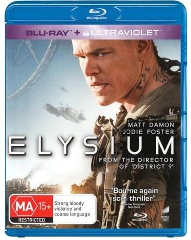 Elysium Blu Ray + Ulraviolet Good Condition (CP)