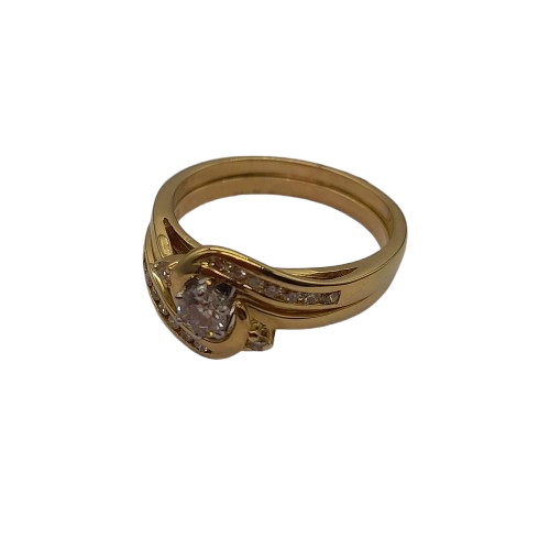 Ladies 18ct Yellow & White Gold 17 Stone Diamonds 2 Ring Set 0.40ct TDW O 7 1/2 With Valuation
