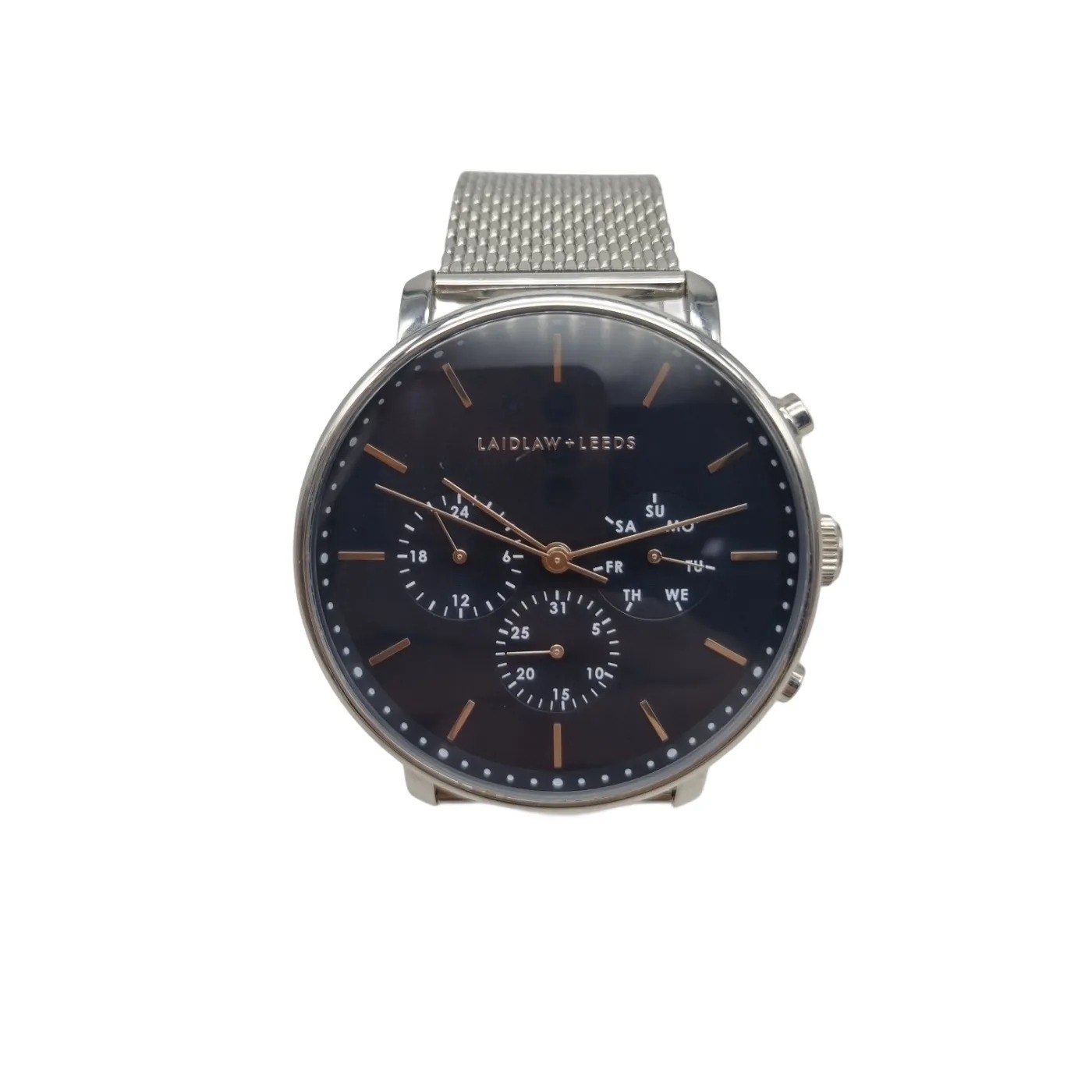 Laidlaw+Leeds Men’s Silver Watch 5109021 Silver Steel Band Circle (WR 1404109)