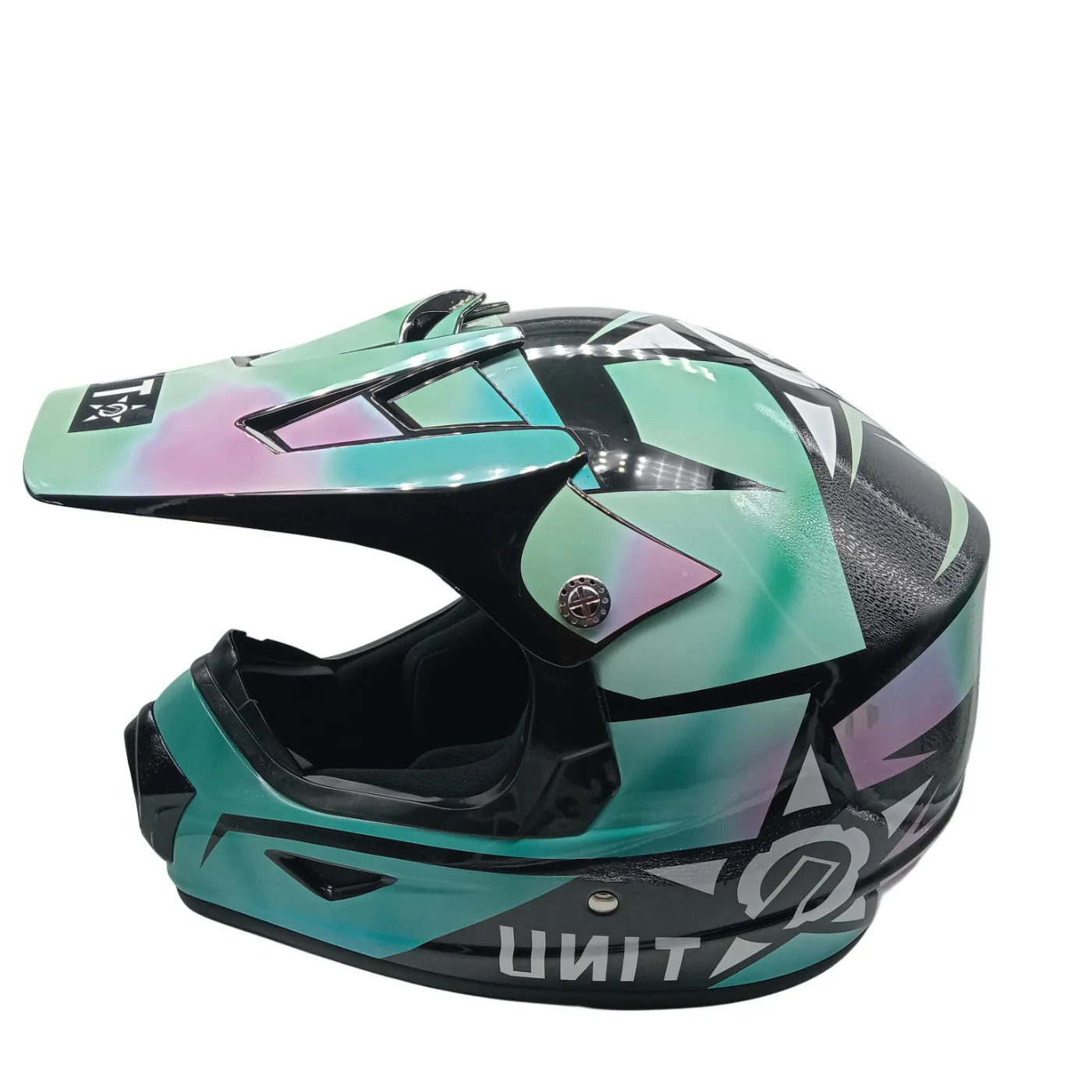 UNIT Riders Youth Helmet Sky High PC-7 Black/Purple/Teal (WR 1351366)