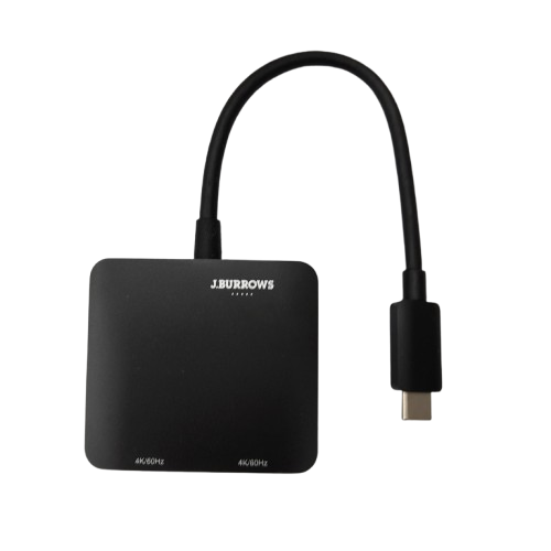 J.Burrows USB-C to Dual HDMI Adapter Black (MR)