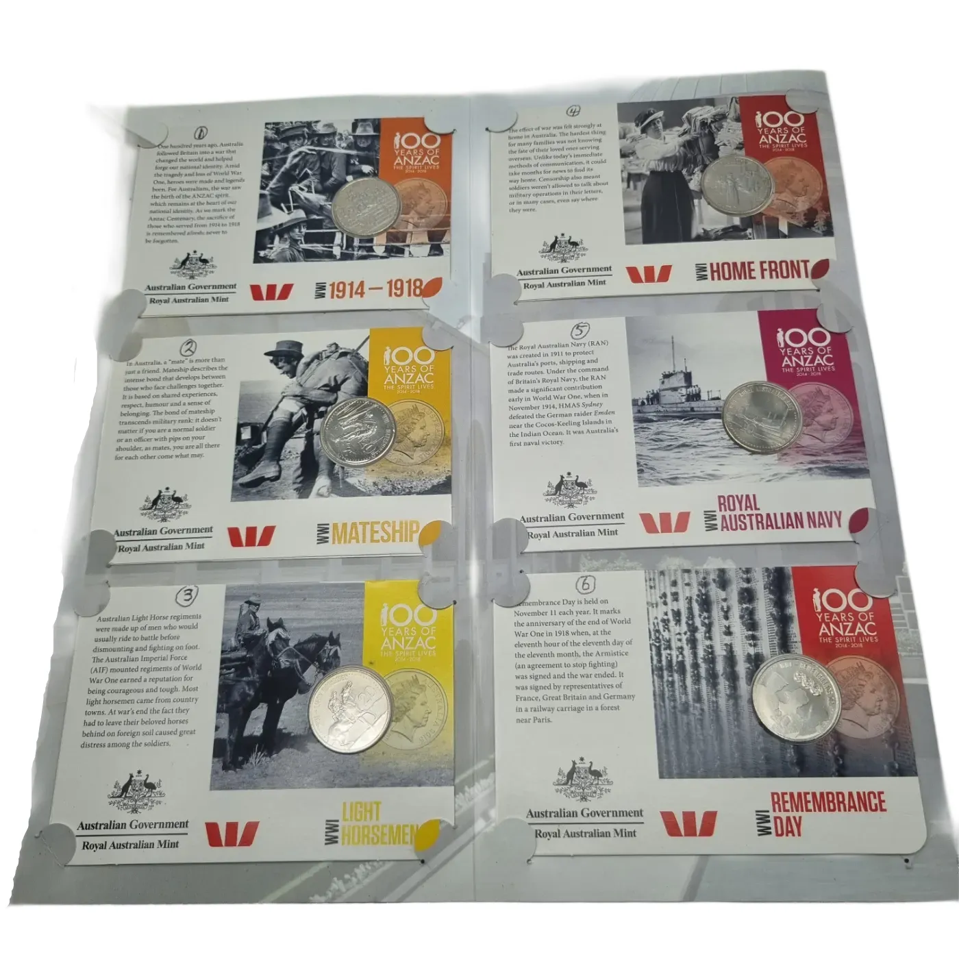 Royal Australian Mint Coin Set – ANZACs Remembered World War 1 (1914-1918)