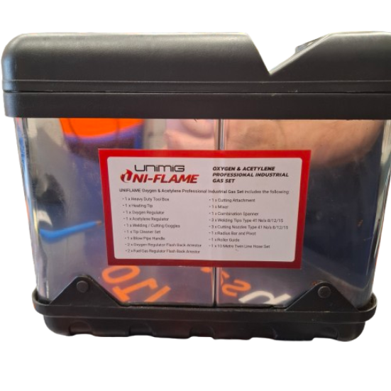 Unimig Uniflame Oxygen Acetylene Gas Cutting Kit Silver 23 Pieces (1428588) (JN)