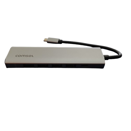 COMSOL USB-C 7-Port Hub – Silver (With Box) (CP)