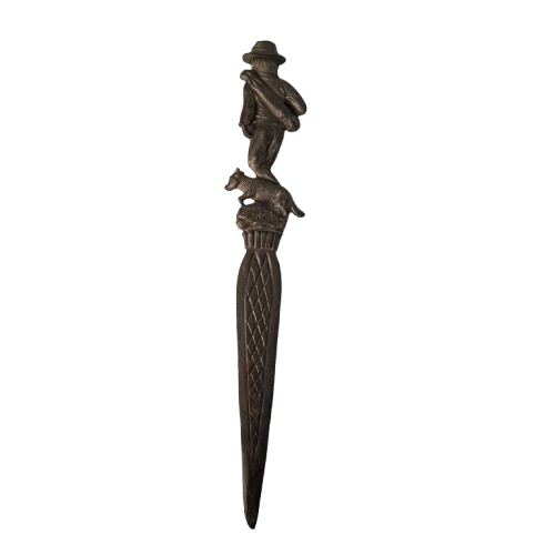 Vintage Letter Opener – Pewter Swagman & Dog – Collectable Desk Piece (JN)