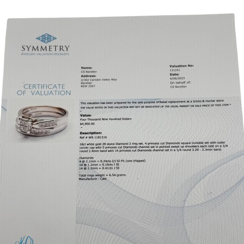 Ladies 18ct White Gold 28 Stone Diamond 2 Ring Set 0.75ct TDW O 7 1/4 With Valuation (WR)