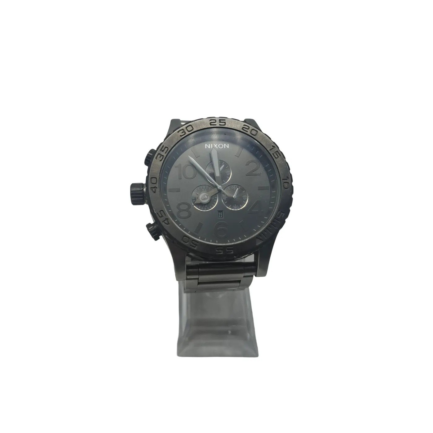 Nixon 51-30 Chrono V1 Men’s Watch with Silver Steel Band and Grey Dial (WR 1407408)