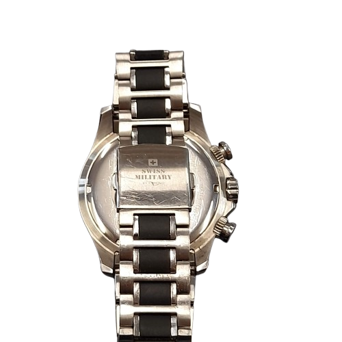 Swiss Military Stainless Steel Black Dial Chronograph Men’s Watch ( GE )