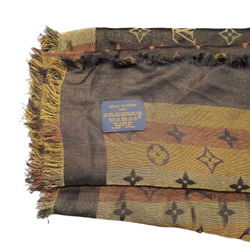 Louis Vuitton M75125 Monogram Shine Shawl Brown Gold (1423763) (JN)