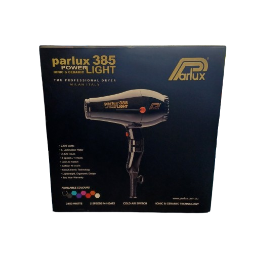 Parlux 385 Powerlight Ionic And Ceramic Hair Dryer Black NEW  in Box ( Box has some marks and scratches )( LE )
