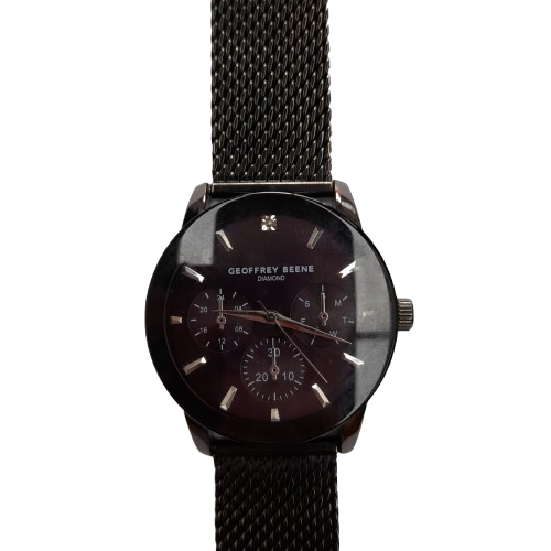 Geoffrey Beene GBA0035GU Watch 42mm Black Metal Band Navy Blue Dial (LN)