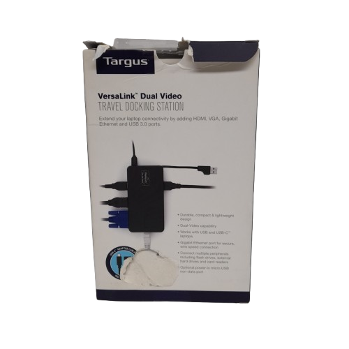 Targus DSU100US VersaLink Dual Video USB 3.0 & USB-C Dual Travel Dock Like New (MR)