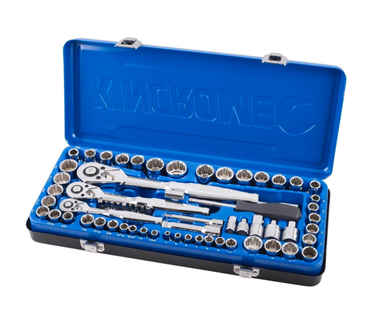Kincrome 1/4″, 3/8″ & 1/2″ Drive Metric and Imperial Socket Set – 75 Piece  Like New In Box