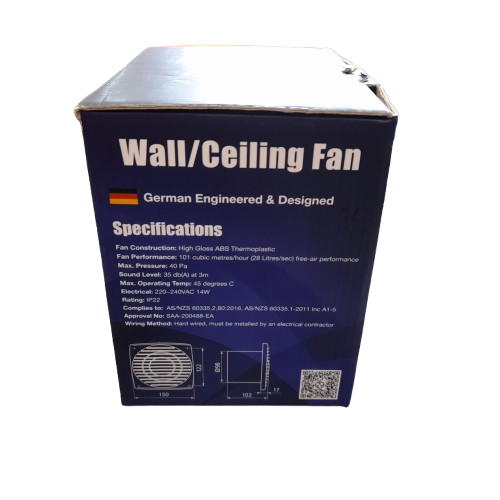 Baluberg BLABBRAVO100 100mm Wall/Ceiling Fan in Box (LN)