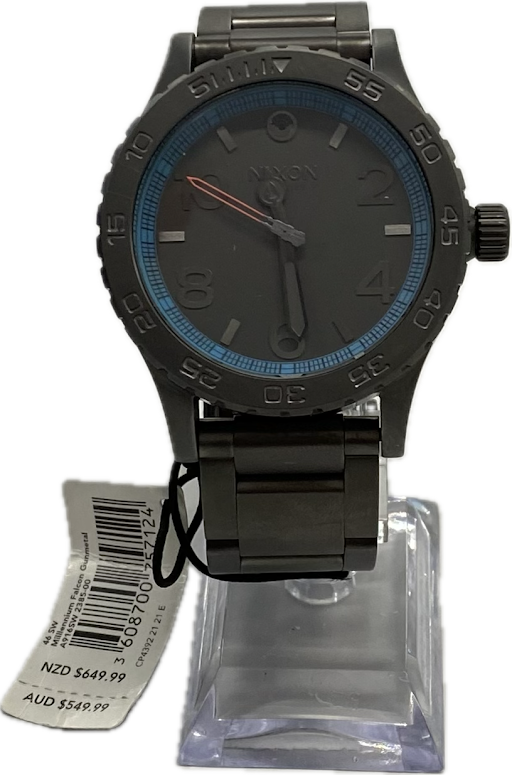 Nixon Watch Mens Grey Steel Chrono Black (NG)