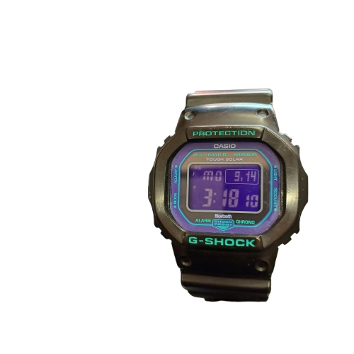 Casio G Shock G Shock Black Leather Band Digital Blue Glass Rectangle (lel)